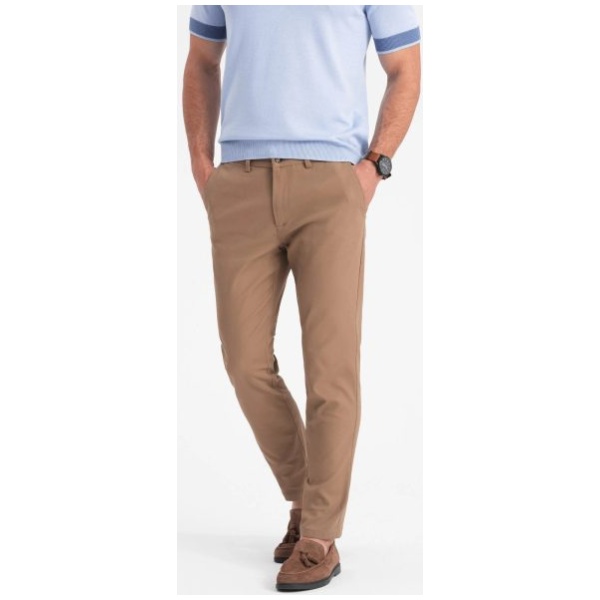 Pánske svetlo hnedé chinos nohavice slim fit V2 PACP-0186 - XL