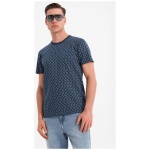 Pánske tmavomodré tričko s trendy potlačou V1 TSFP-0250 - S