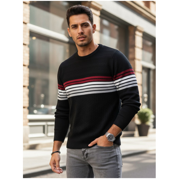 Pánsky čierny pásikový sveter Dstreet WX2322