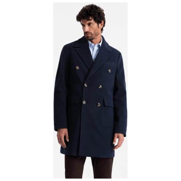 Pánsky indigo dvojradový kabát V1 COWC-0109 - XL