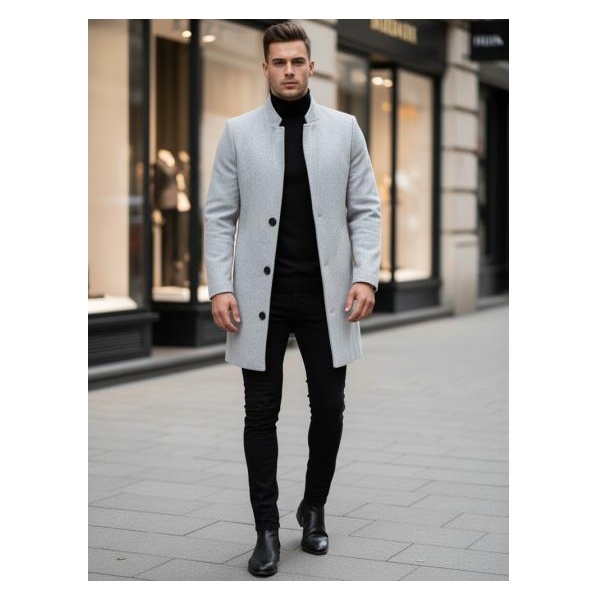 Pánsky jednoradový elegantný kabát MARCO šedá