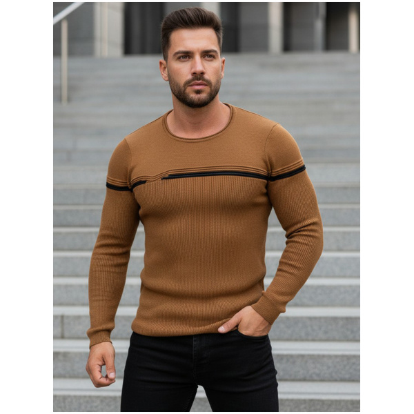 Pánsky sveter vo farbe camel WX1625