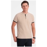 Pohodlná trendy béžová polokošeľa V5 TSCT-0156 - S