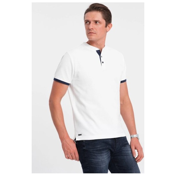 Pohodlná trendy biela polokošeľa V1 TSCT-0156 - XXL