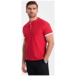 Pohodlná trendy červená polokošeľa V2 TSCT-0156 - L
