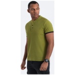 Pohodlná trendy olivová polokošeľa V6 TSCT-0156 - L