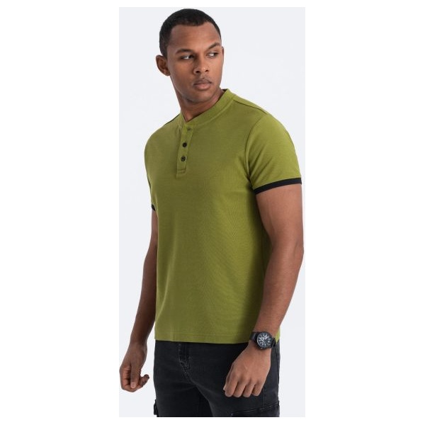 Pohodlná trendy olivová polokošeľa V6 TSCT-0156 - M