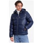 Prešívaná lesklá tmavomodrá bunda V2 JAHP-22FW-010 - XXL