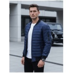 Prešívaná pánska bomber bunda v modrej farbe - XL