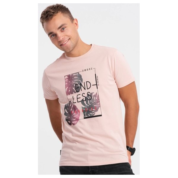 Ružové tričko s nápisom V2 TSPT-0131 - M