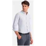 Šedá košeľa s drobnými pruhmi V1 SHOS-0171 - XXL