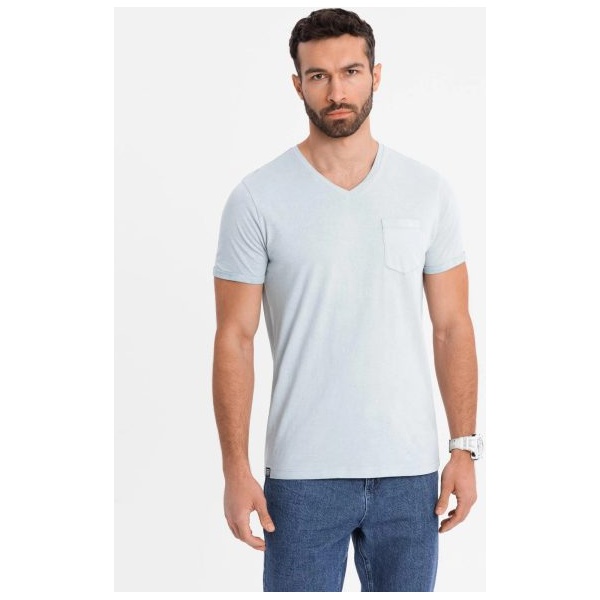 Šedé pánske tričko s vypraným vzorom V8 TSWT-0242 - L