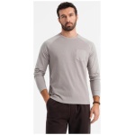Šedé tričko s dlhým rukávom a vreckom om-lscl-0109 - L