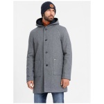 Šedý dlhý kabát s kapucňou V1 COWC-0122 - XXL