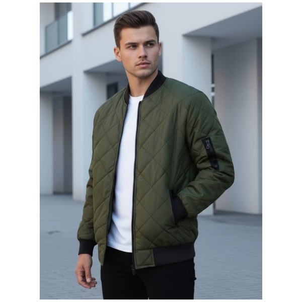 Senzačná prešívaná bomber bunda zelená - M