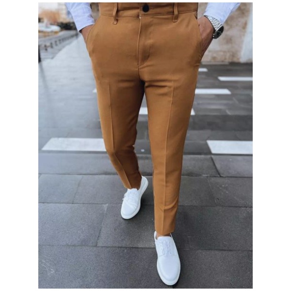 Štýlové hnedé pánske nohavice v elegantnom prevedení - 32