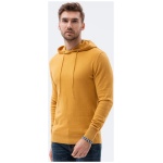 Štýlový horčicový sveter s kapucňou E187 - XXL