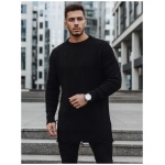 Štýlový predĺžený sveter v čiernej farbe - XL