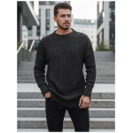 Štýlový predĺžený sveter v tmavošedej farbe - M