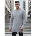 Štýlový predĺžený sveter vo svetlošedej farbe - XL