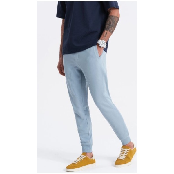 Svetlo modré tepláky s trendy prešívaním V7 PABS-0173 - S