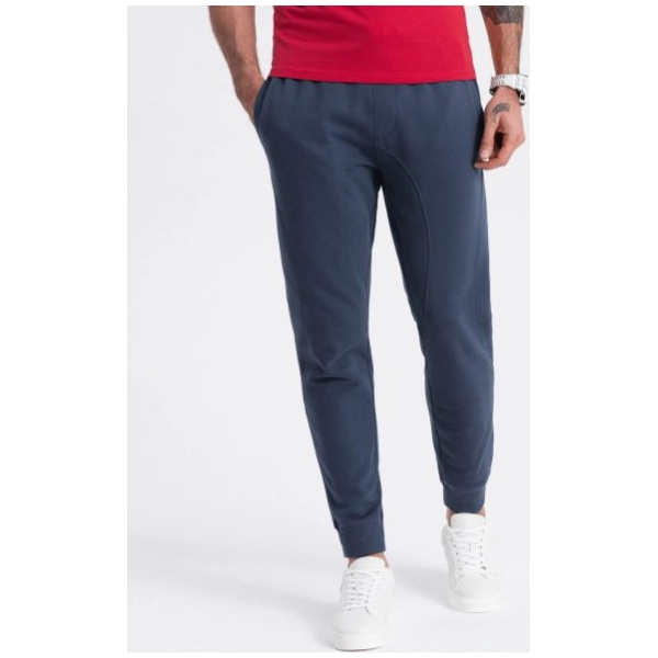 Tmavo modré tepláky s trendy prešívaním V4 PABS-0173 - XL