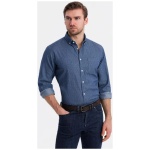 Tmavomodrá pánska košeľa s jemným vzorom V2 SHDS-0179 - XL