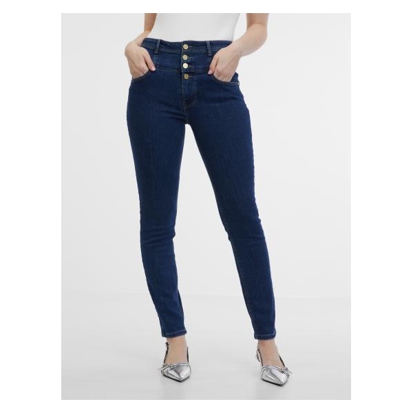 Tmavomodré dámske džínsy skinny fit