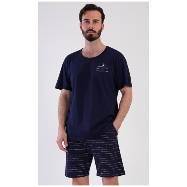 Tmavomodré krátke pánske pyžamo Surf - M