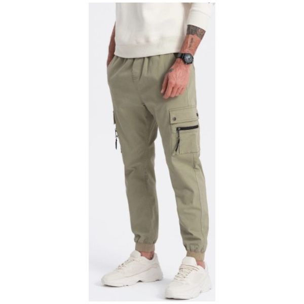 Trendové khaki joggery V1 PAJO-0125 - XL