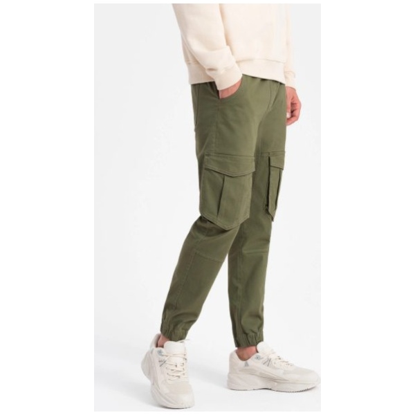 Trendové olivové joggery P886 - M
