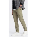 Trendové olivové pánske joggery V2 PACG-0204 - XXL