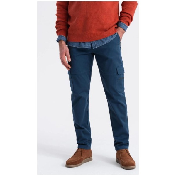 Trendové tmavomodré pánske joggery V1 PACG-0204 - L