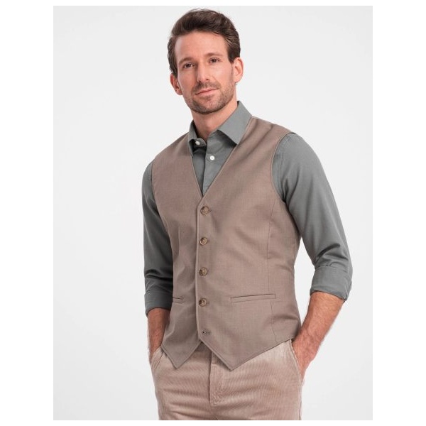 Trendy béžová elegantná vesta V2 BLZV-0112 - L