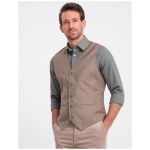 Trendy béžová elegantná vesta V2 BLZV-0112 - S