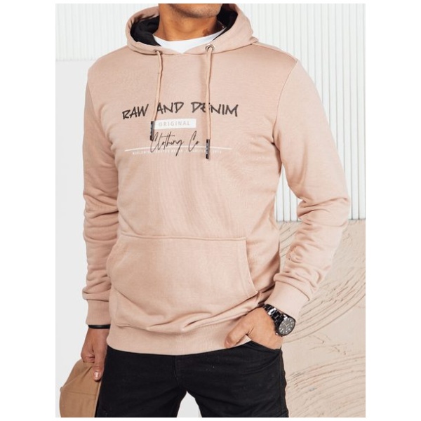 Trendy béžová pánska mikina s nápisom - XL