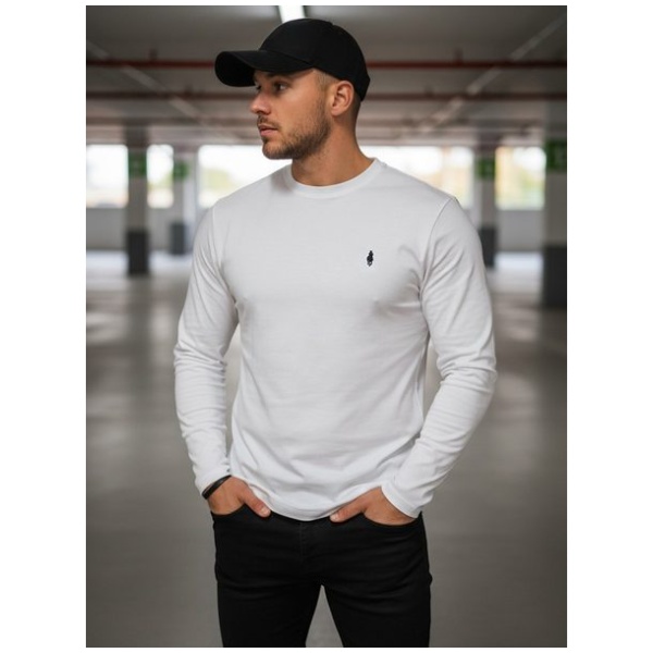 Trendy biele tričko s dlhým rukávom - 3XL