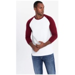 Trendy bielo-bordové pánske tričko V2 LSCL-0105 - L