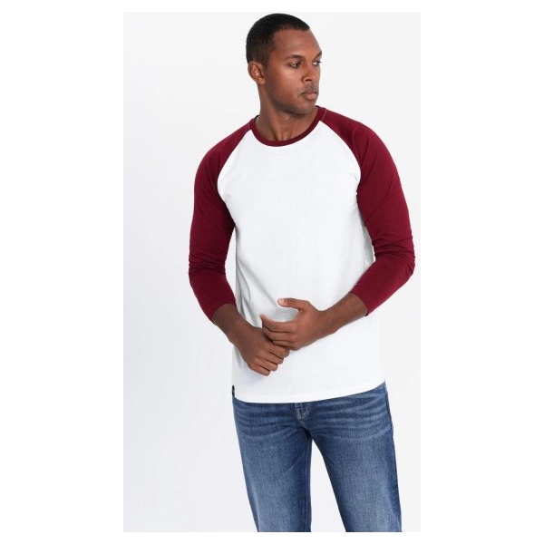 Trendy bielo-bordové pánske tričko V2 LSCL-0105 - XL
