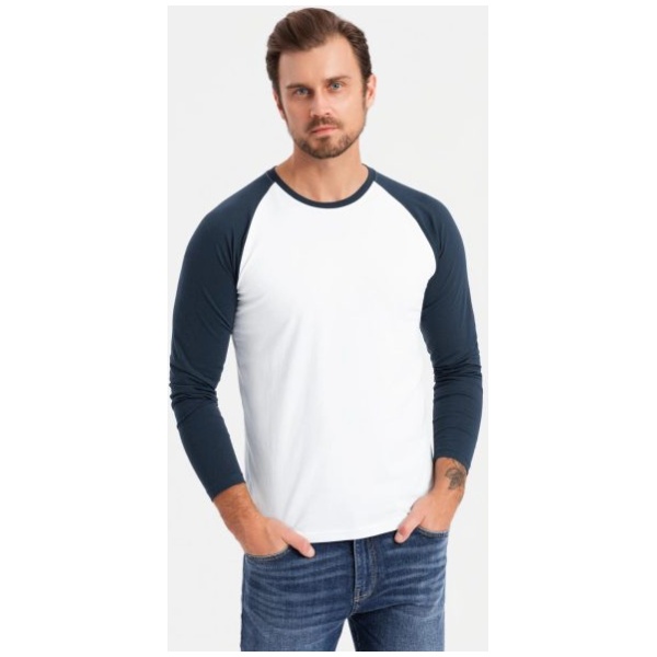 Trendy bielo-tmavo modré pánske tričko V1 LSCL-0105 - XXL