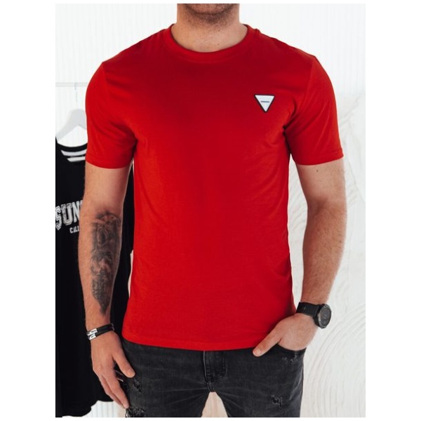 Trendy červené tričko s ozdobným prvkom - M