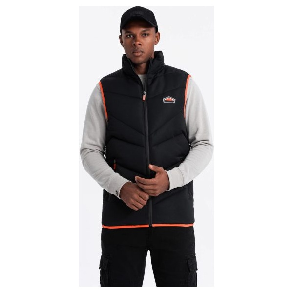 Trendy čierna prešívaná vesta V4 JAVJ-0210 - S/M
