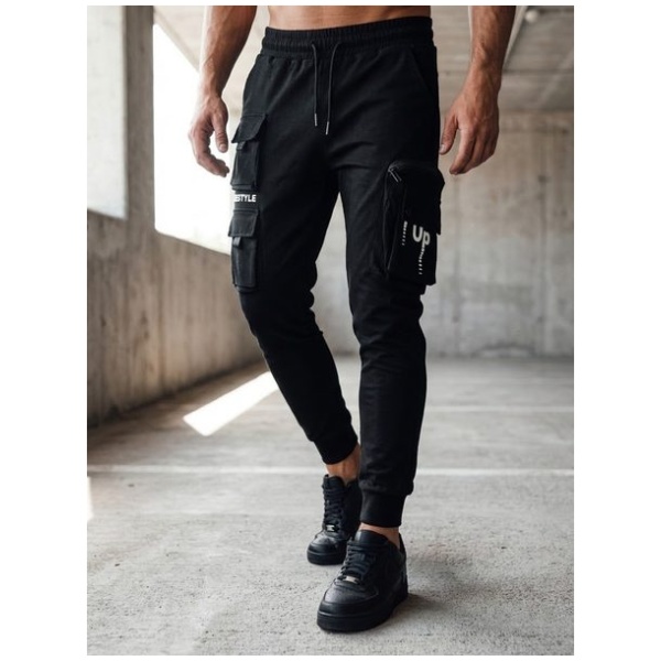 Trendy čierne pánske kapsáčové  joggery UP - XL