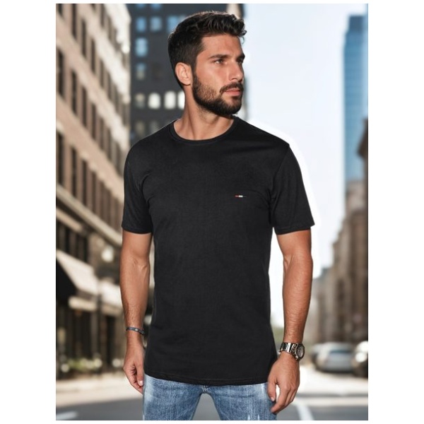 Trendy čierne tričko s krátkym rukávom a s logom - XL