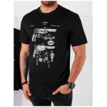 Trendy čierne tričko s popisom - XL