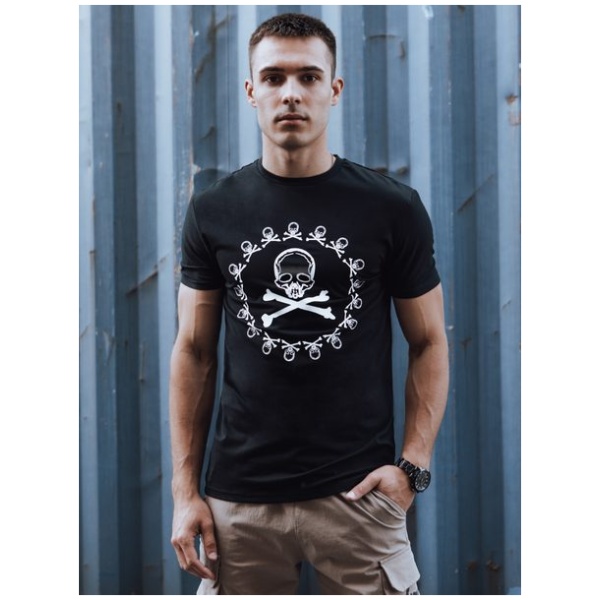 Trendy čierne tričko s potlačou - XL