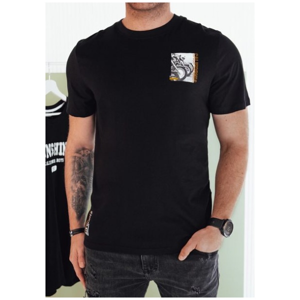 Trendy čierne tričko s potlačou - XXL