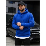 Trendy jednoduchá modrá mikina - L