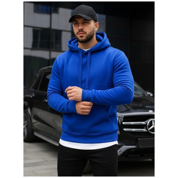 Trendy jednoduchá modrá mikina - L