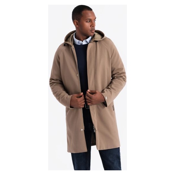 Trendy kávový pánsky kabát V1 COSC-0112 - XL